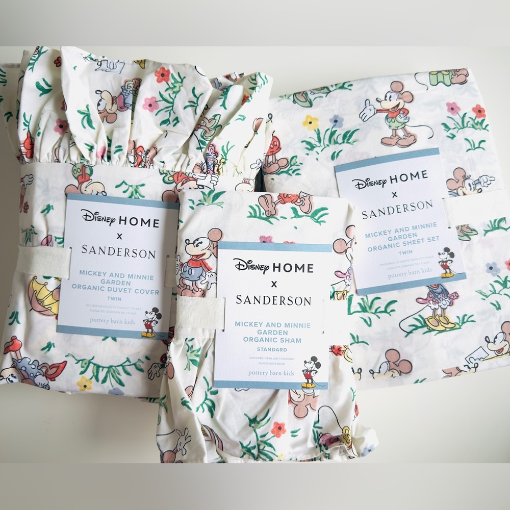 Disney Home x Sanderson Mickey and Minnie Mouse Garden Duvet Cover, Sham, Sheets